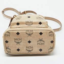 MCM Beige Visetos Coated Canvas and Leather Mini Studded Stark-Bebe Boo Backpack