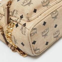 MCM Beige Visetos Coated Canvas and Leather Mini Studded Stark-Bebe Boo Backpack