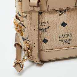 MCM Beige Visetos Coated Canvas and Leather Mini Studded Stark-Bebe Boo Backpack