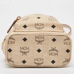 MCM Beige Visetos Coated Canvas and Leather Mini Stark Bebe Boo Backpack