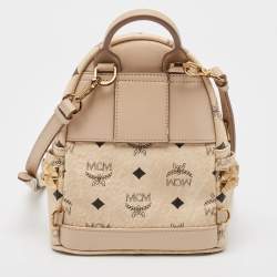 MCM Beige Visetos Coated Canvas and Leather Mini Stark Bebe Boo Backpack