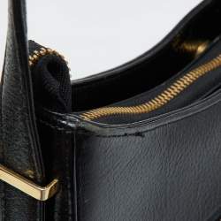 MCM Black Leather Zip Shoulder Bag