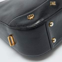 MCM Black Leather Zip Shoulder Bag