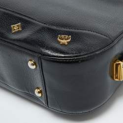 MCM Black Leather Zip Shoulder Bag