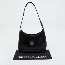 MCM Black Leather Zip Shoulder Bag