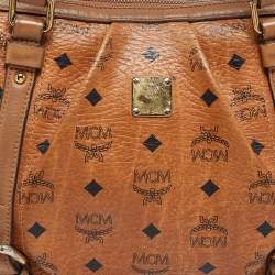 MCM Cognac Visetos Coated Canvas and Leather Essentials Shopper Tote