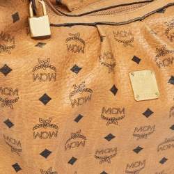 MCM Cognac Visetos Coated Canvas and Leather Large Hobo