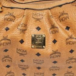 MCM Cognac Visetos Coated Canvas and Leather Large Hobo