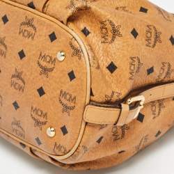 MCM Cognac Visetos Coated Canvas and Leather Large Hobo