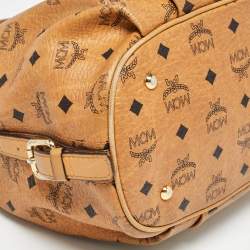 MCM Cognac Visetos Coated Canvas and Leather Large Hobo