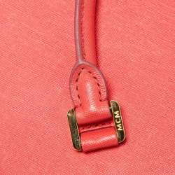 MCM Coral Orange Leather Large Nuovo Tote