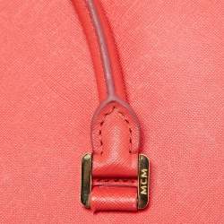 MCM Coral Orange Leather Large Nuovo Tote