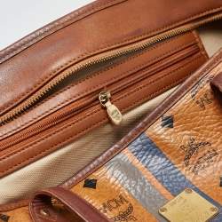 MCM Cognac Visetos Coated Canvas and Leather Striped Shopper Tote