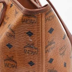 MCM Cognac Visetos Coated Canvas and Leather Striped Shopper Tote
