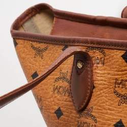 MCM Cognac Visetos Coated Canvas and Leather Striped Shopper Tote