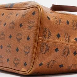 MCM Cognac Visetos Coated Canvas and Leather Striped Shopper Tote