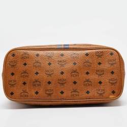 MCM Cognac Visetos Coated Canvas and Leather Striped Shopper Tote