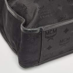 MCM Black Visetos Nylon and Leather Zip Shoulder Bag