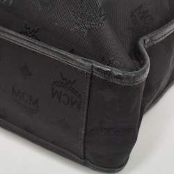 MCM Black Visetos Nylon and Leather Zip Shoulder Bag