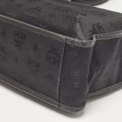 MCM Black Visetos Nylon and Leather Zip Shoulder Bag