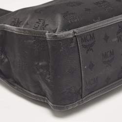 MCM Black Visetos Nylon and Leather Zip Shoulder Bag