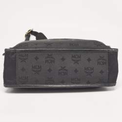 MCM Black Visetos Nylon and Leather Zip Shoulder Bag