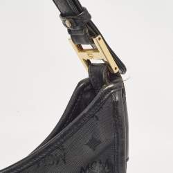 MCM Black Visetos Nylon and Leather Zip Shoulder Bag