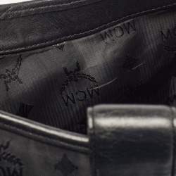 MCM Black Visetos Nylon and Leather Zip Shoulder Bag