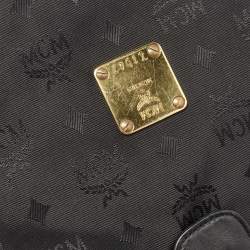 MCM Black Visetos Nylon and Leather Zip Shoulder Bag