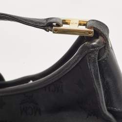 MCM Black Visetos Nylon and Leather Zip Shoulder Bag