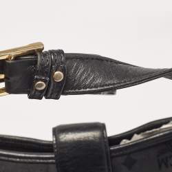 MCM Black Visetos Nylon and Leather Zip Shoulder Bag