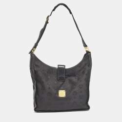 MCM Black Visetos Nylon and Leather Zip Shoulder Bag