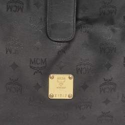 MCM Black Visetos Nylon and Leather Zip Shoulder Bag