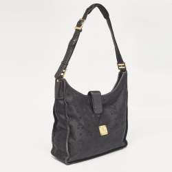 MCM Black Visetos Nylon and Leather Zip Shoulder Bag