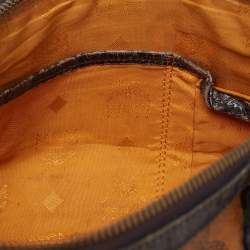 MCM Dark Brown/Cognac Visetos Coated Canvas and Python Embossed Leather Satchel