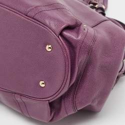 MCM Purple Leather Studded Drawstring Shoulder Bag