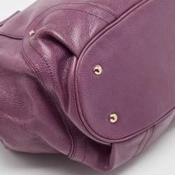 MCM Purple Leather Studded Drawstring Shoulder Bag