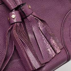 MCM Purple Leather Studded Drawstring Shoulder Bag