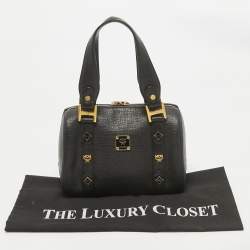 MCM Black Leather Mini Boston Bag