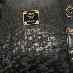 MCM Black Leather Mini Boston Bag