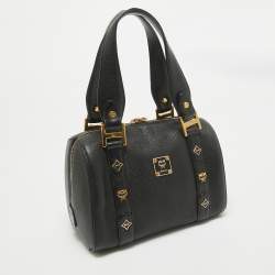 MCM Black Leather Mini Boston Bag