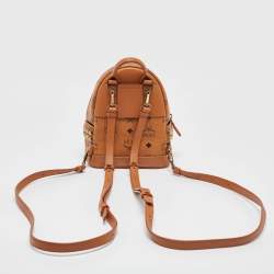 MCM Cognac Visetos Coated Canvas Mini Stark Bebe Boo Backpack