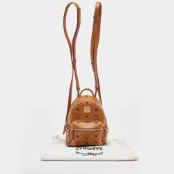 MCM Cognac Visetos Coated Canvas Mini Stark Bebe Boo Backpack