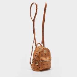 MCM Cognac Visetos Coated Canvas Mini Stark Bebe Boo Backpack