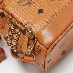 MCM Cognac Visetos Coated Canvas Mini Stark Bebe Boo Backpack