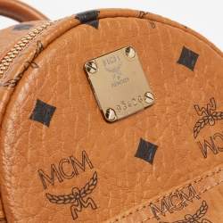 MCM Cognac Visetos Coated Canvas Mini Stark Bebe Boo Backpack
