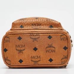 MCM Cognac Visetos Coated Canvas Mini Stark Bebe Boo Backpack