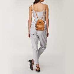 MCM Cognac Visetos Coated Canvas Mini Stark Bebe Boo Backpack