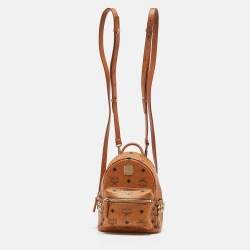 MCM Cognac Visetos Coated Canvas Mini Stark Bebe Boo Backpack