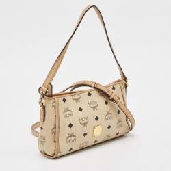 MCM Beige Visetos Leather Crossbody Bag